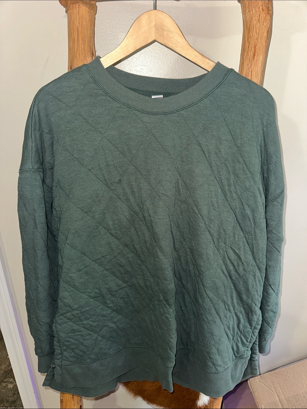 Women’s Quilted Green Sweatshirt Oversized